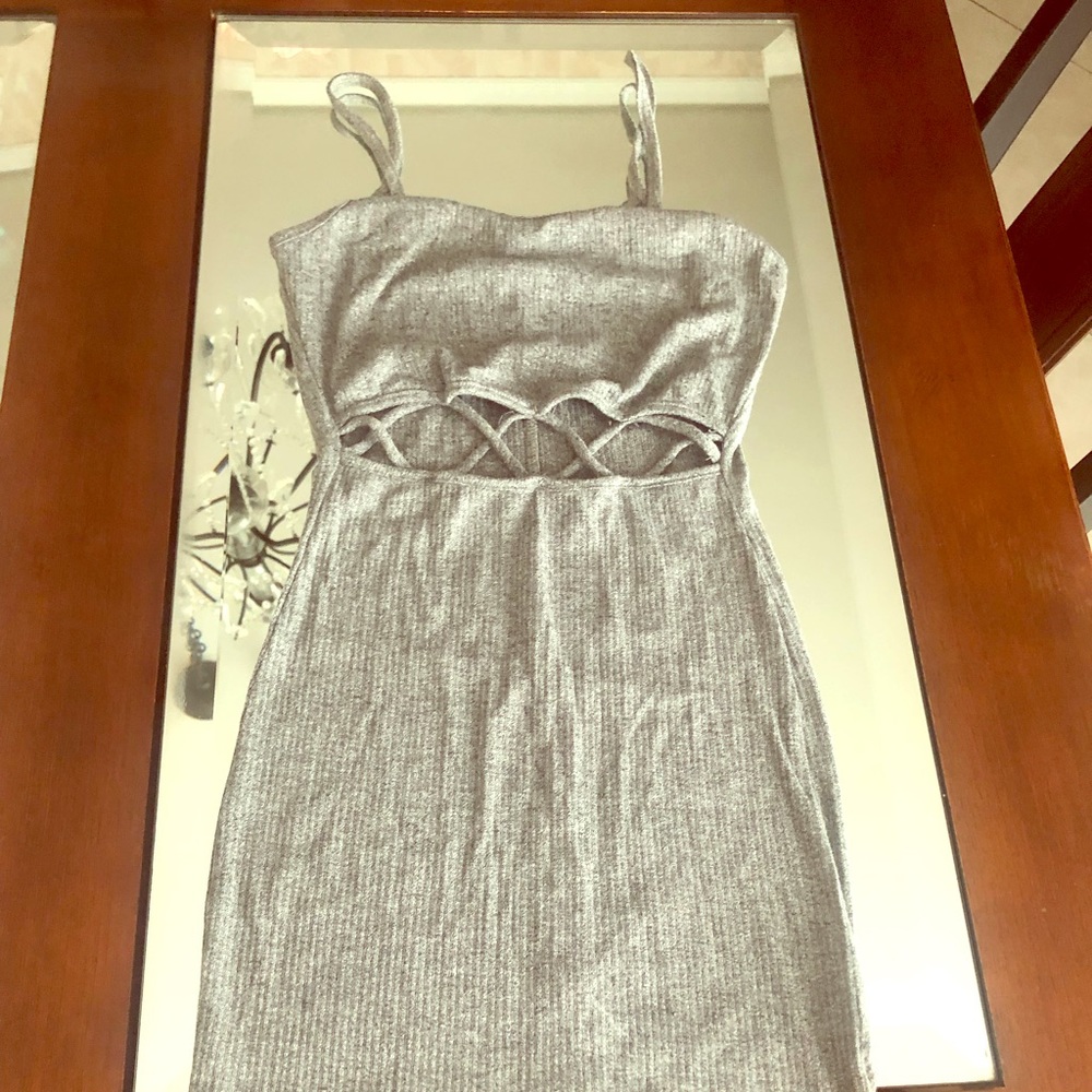 Heather Grey midi cutout stretchy dress